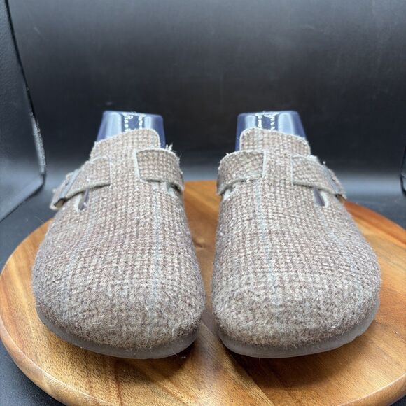 Birkenstock Boston Clogs Plaid Size 41 Men’s 8 Women’s 10 Softbed Shoes Brown - Picture 2 of 9